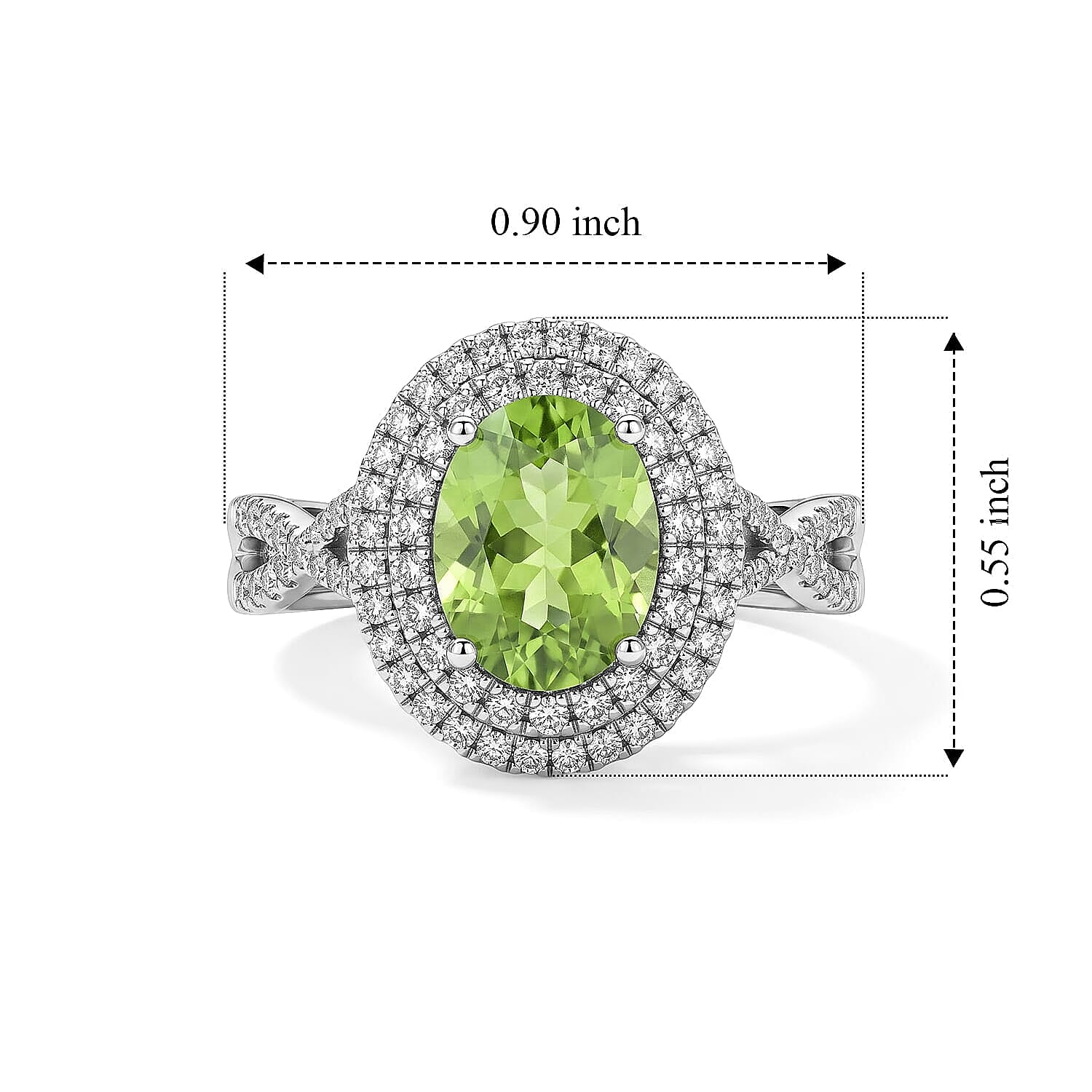 Certified & Appraised Luxoro AAA Arquiana Mint Tourmaline and Diamond I2 2.50 ctw Ring in 10K White Gold (Size 5.0)