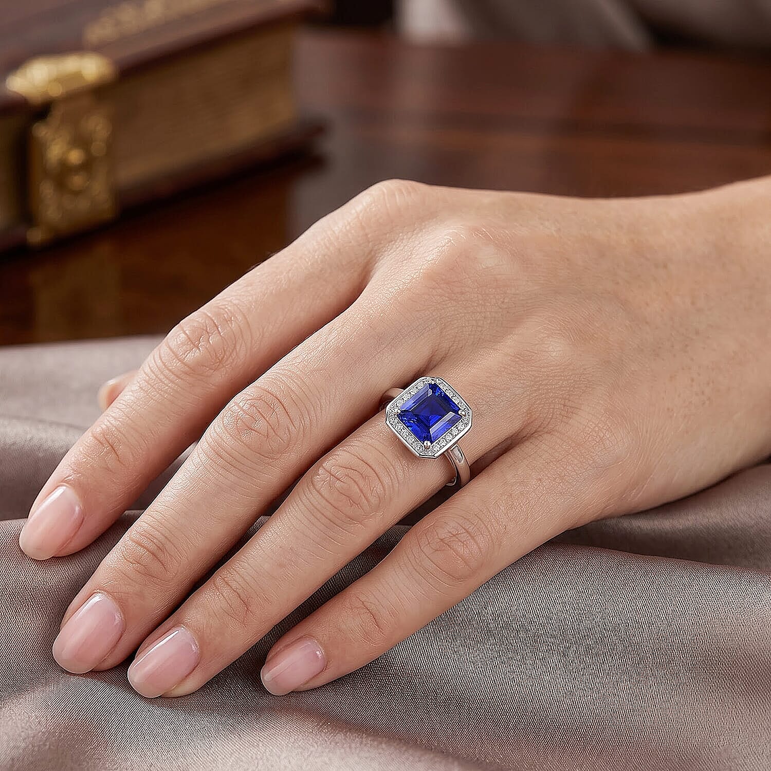 Gem Hunter Certified & Appraised Rhapsody Asscher Cut AAAA Tanzanite and Diamond VS-EF 2.80 ctw Ring in 950 Platinum (Size 5.0) 6.15 Grams