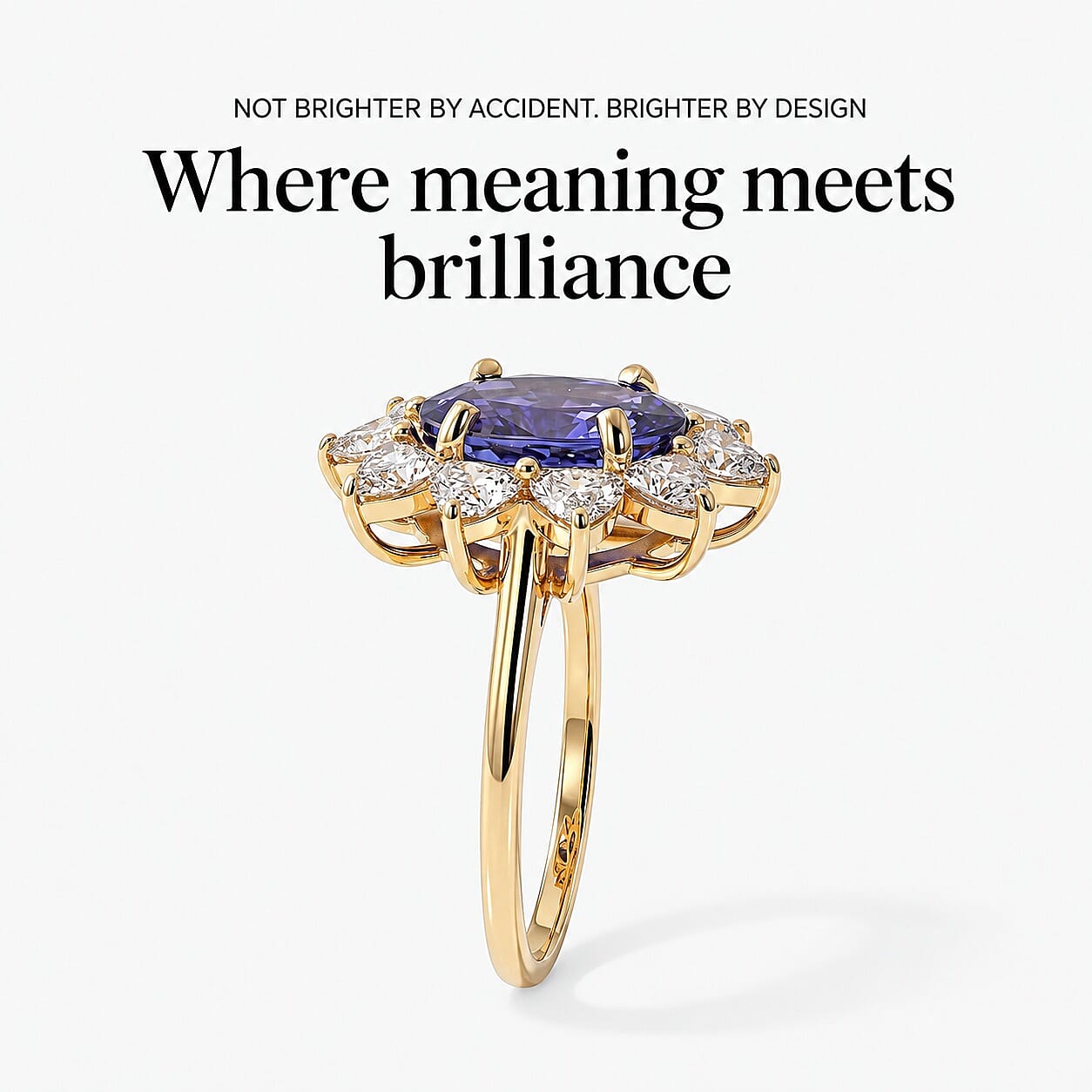 Premium Tanzanite and Lab Grown Diamond VS 3.75 ctw Floral Ring in 10K Yellow Gold (Size 5.0)