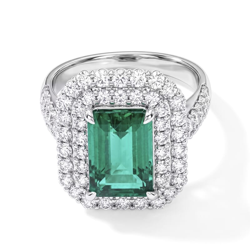 AAAA Colombian Emerald and White Diamond SI 4.20 ctw Ring in 900 Platinum (Size 6.0) 10 Grams