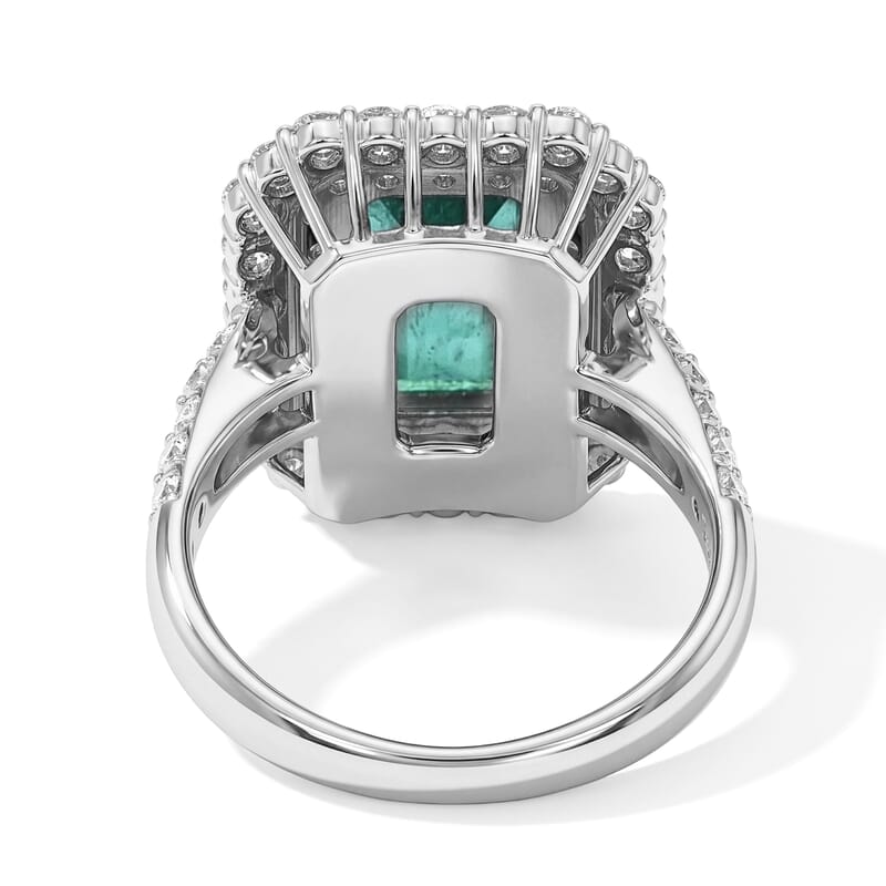 AAAA Colombian Emerald and White Diamond SI 4.20 ctw Ring in 900 Platinum (Size 6.0) 10 Grams