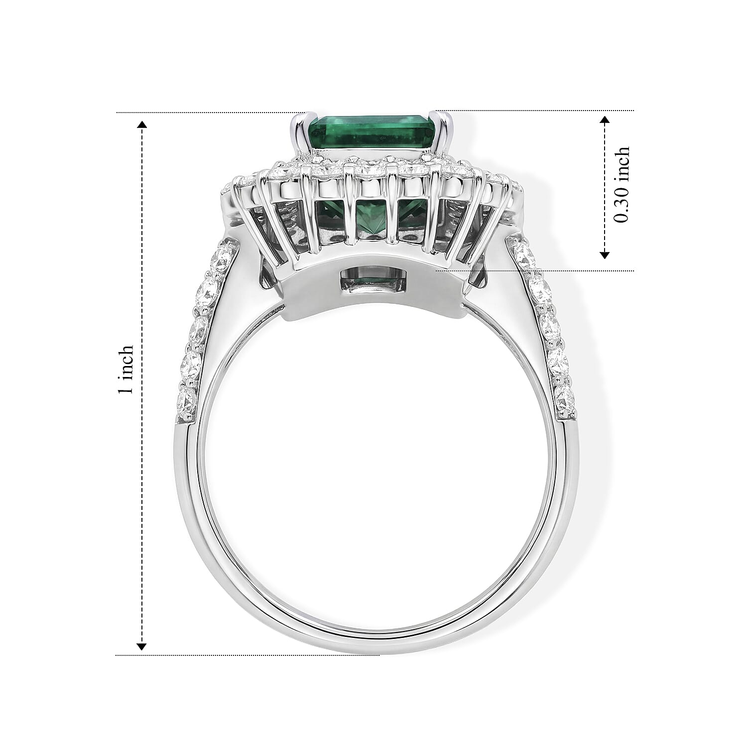 AAAA Colombian Emerald and White Diamond SI 4.20 ctw Ring in 900 Platinum (Size 6.0) 10 Grams