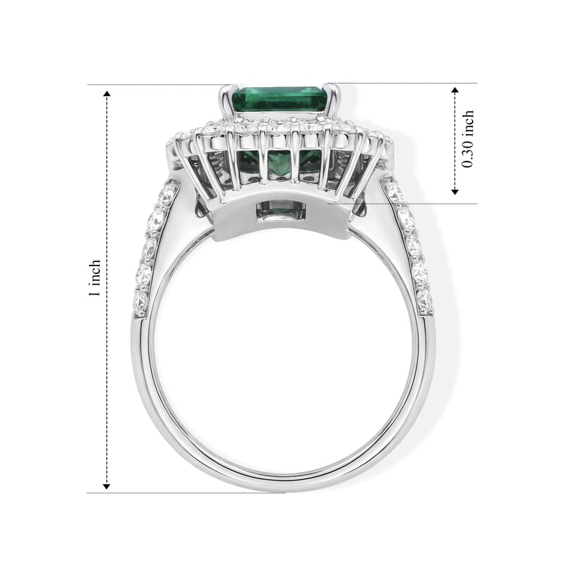 AAAA Colombian Emerald and White Diamond SI 4.20 ctw Ring in 900 Platinum (Size 6.0) 10 Grams