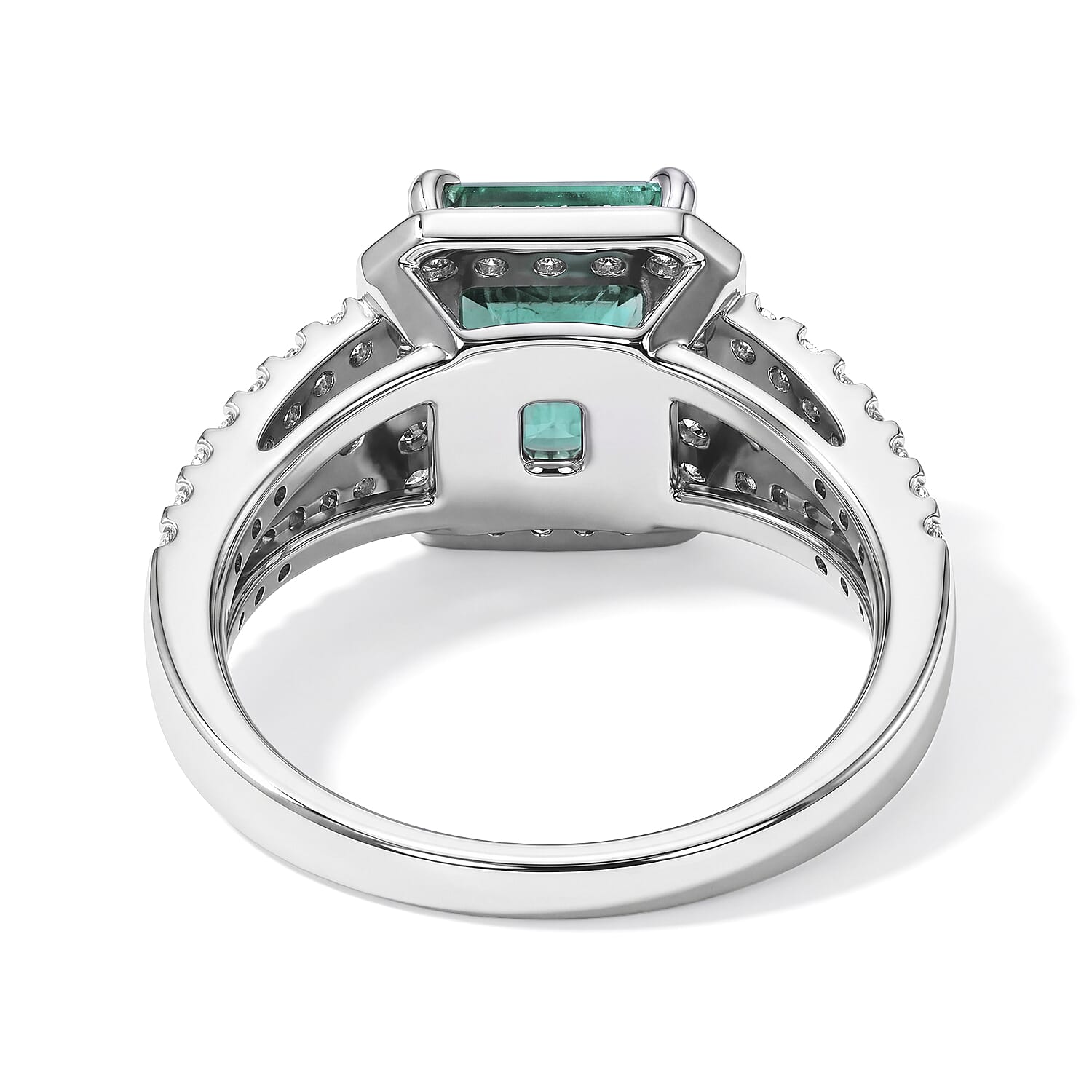 AAAA Colombian Emerald and White Diamond SI 2.75 ctw Ring in 900 Platinum (Size 6.0) 7.20 Grams