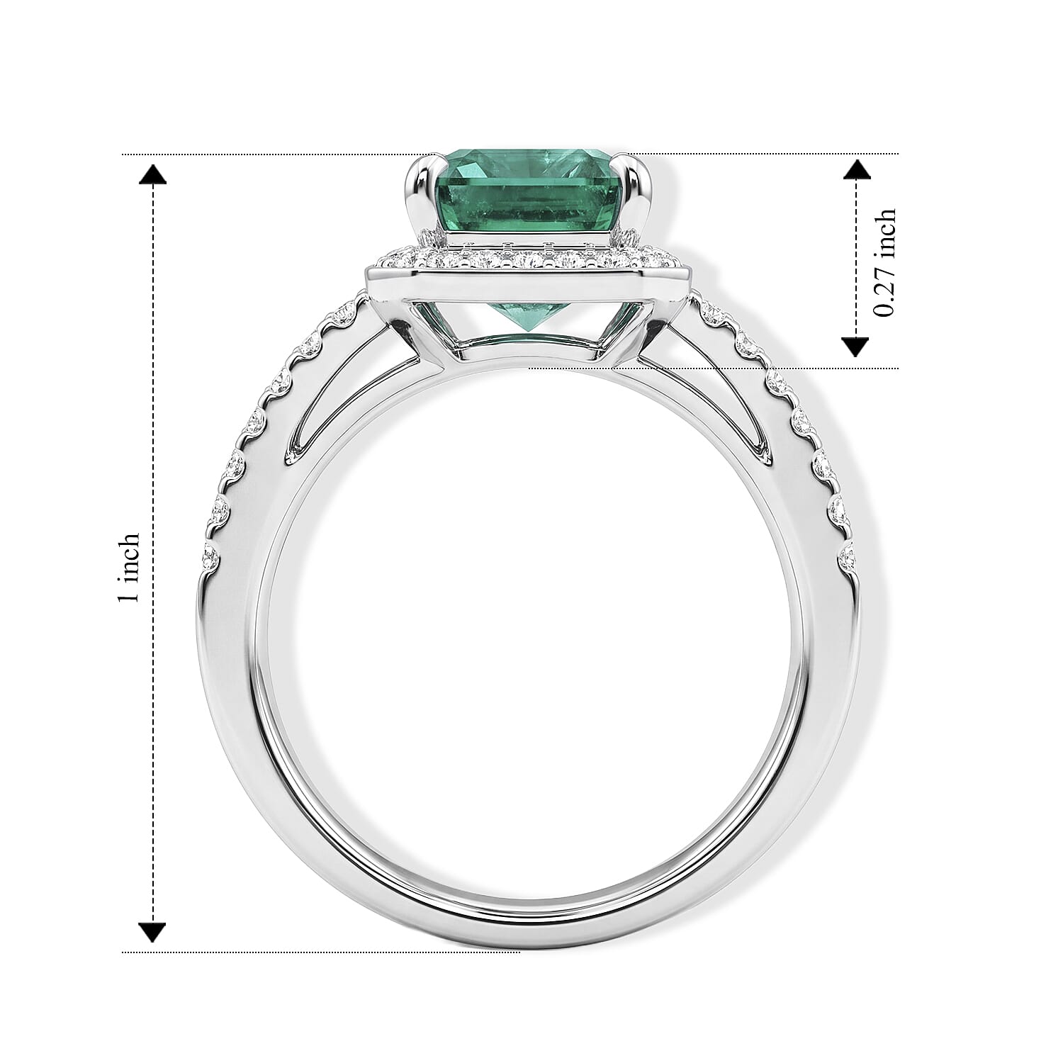 AAAA Colombian Emerald and White Diamond SI 2.75 ctw Ring in 900 Platinum (Size 6.0) 7.20 Grams
