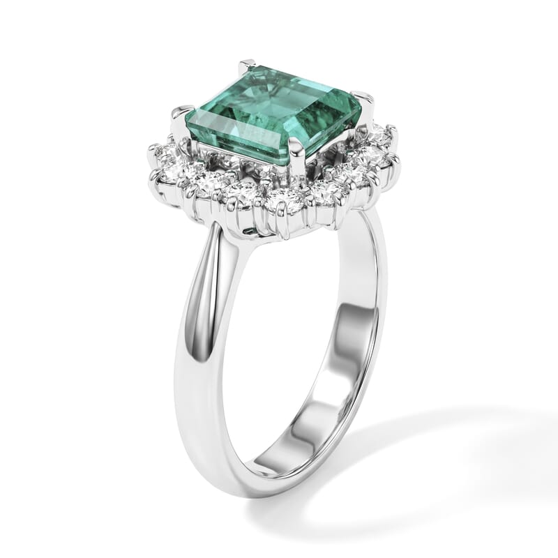 AAAA Colombian Emerald and White Diamond SI 2.90 ctw Ring in 900 Platinum (Size 6.0) 7.50 Grams