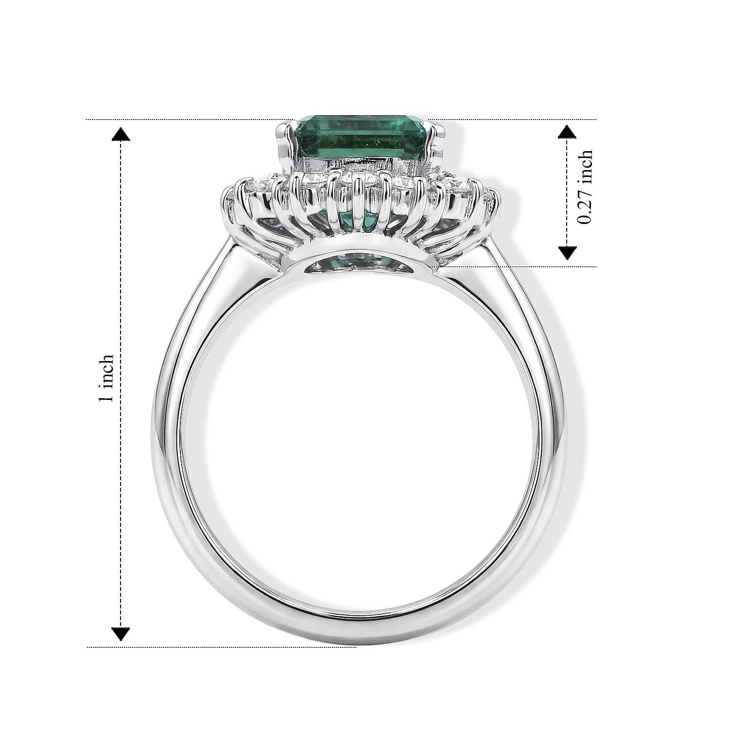 AAAA Colombian Emerald and White Diamond SI 2.90 ctw Ring in 900 Platinum (Size 6.0) 7.50 Grams