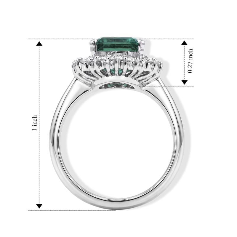 AAAA Colombian Emerald and White Diamond SI 2.90 ctw Ring in 900 Platinum (Size 6.0) 7.50 Grams
