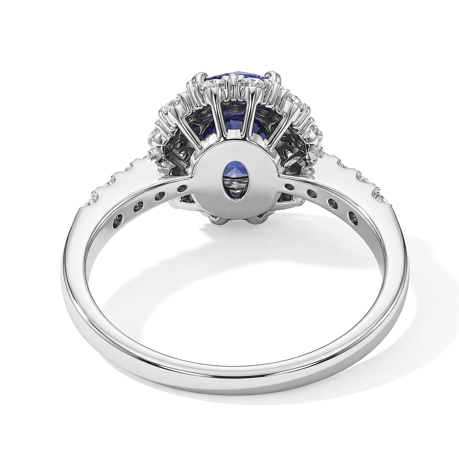 AAAA Cylon Blue Sapphire and White Diamond SI 2.35 ctw Ring in 900 Platinum (Size 6.0) 5 Grams