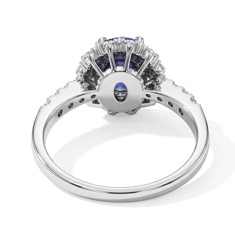 AAAA Cylon Blue Sapphire and White Diamond SI 2.35 ctw Ring in 900 Platinum (Size 6.0) 5 Grams