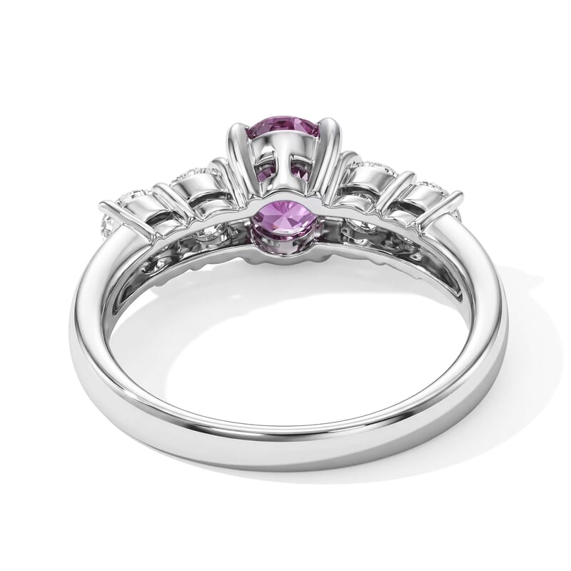 AAAA Pink Sapphire and White Diamond SI 1.60 ctw Ring in 900 Platinum (Size 6.0) 5.60 Grams