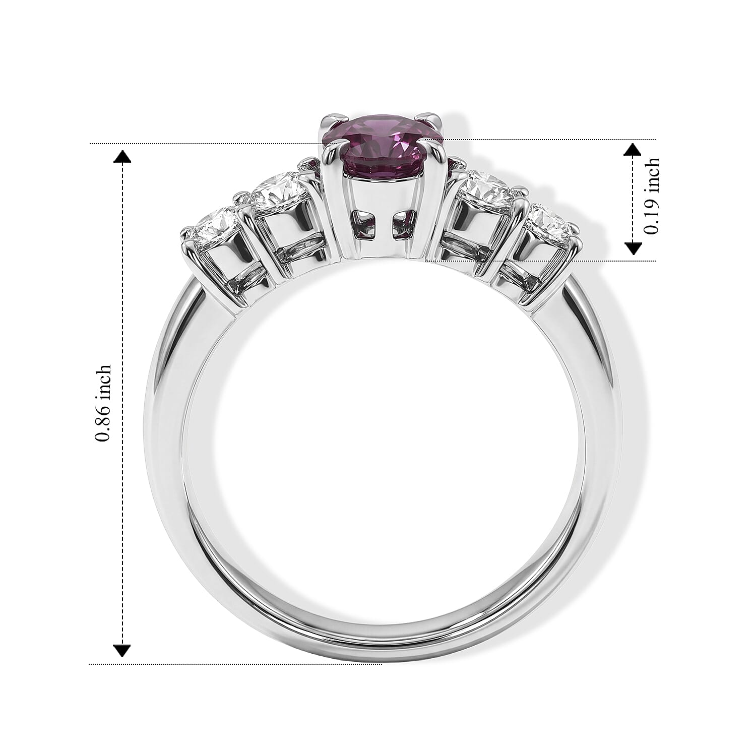 AAAA Pink Sapphire and White Diamond SI 1.60 ctw Ring in 900 Platinum (Size 6.0) 5.60 Grams