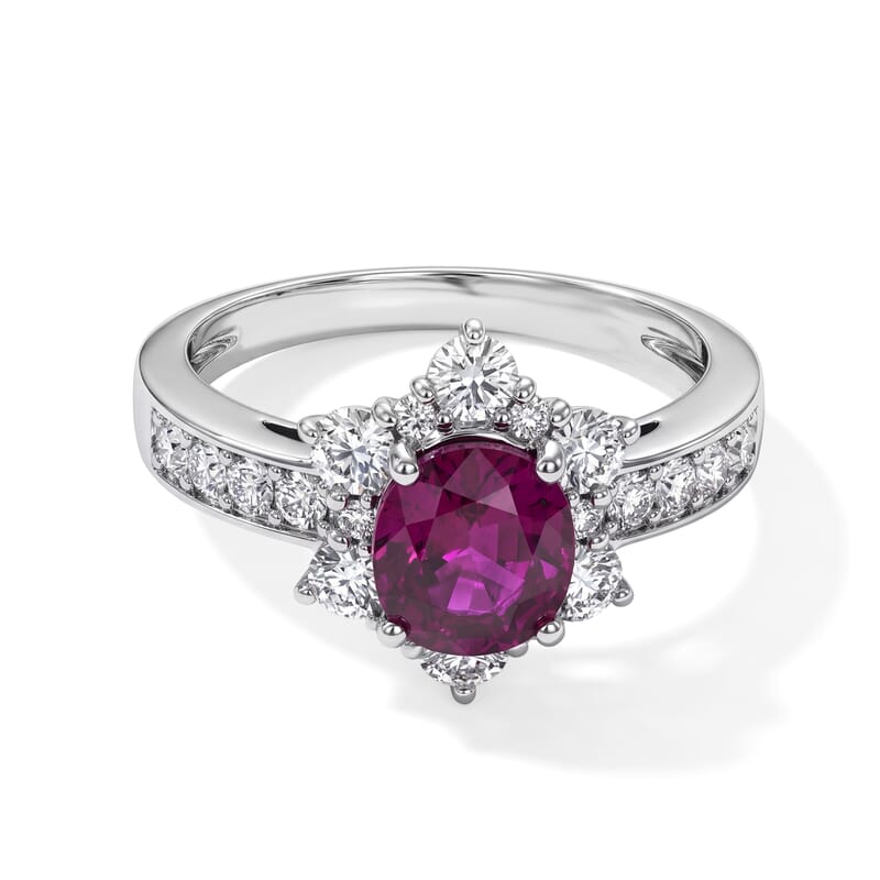 AAAA Ruby and White Diamond SI 2.70 ctw Ring in 900 Platinum (Size 6.0) 4.90 Grams