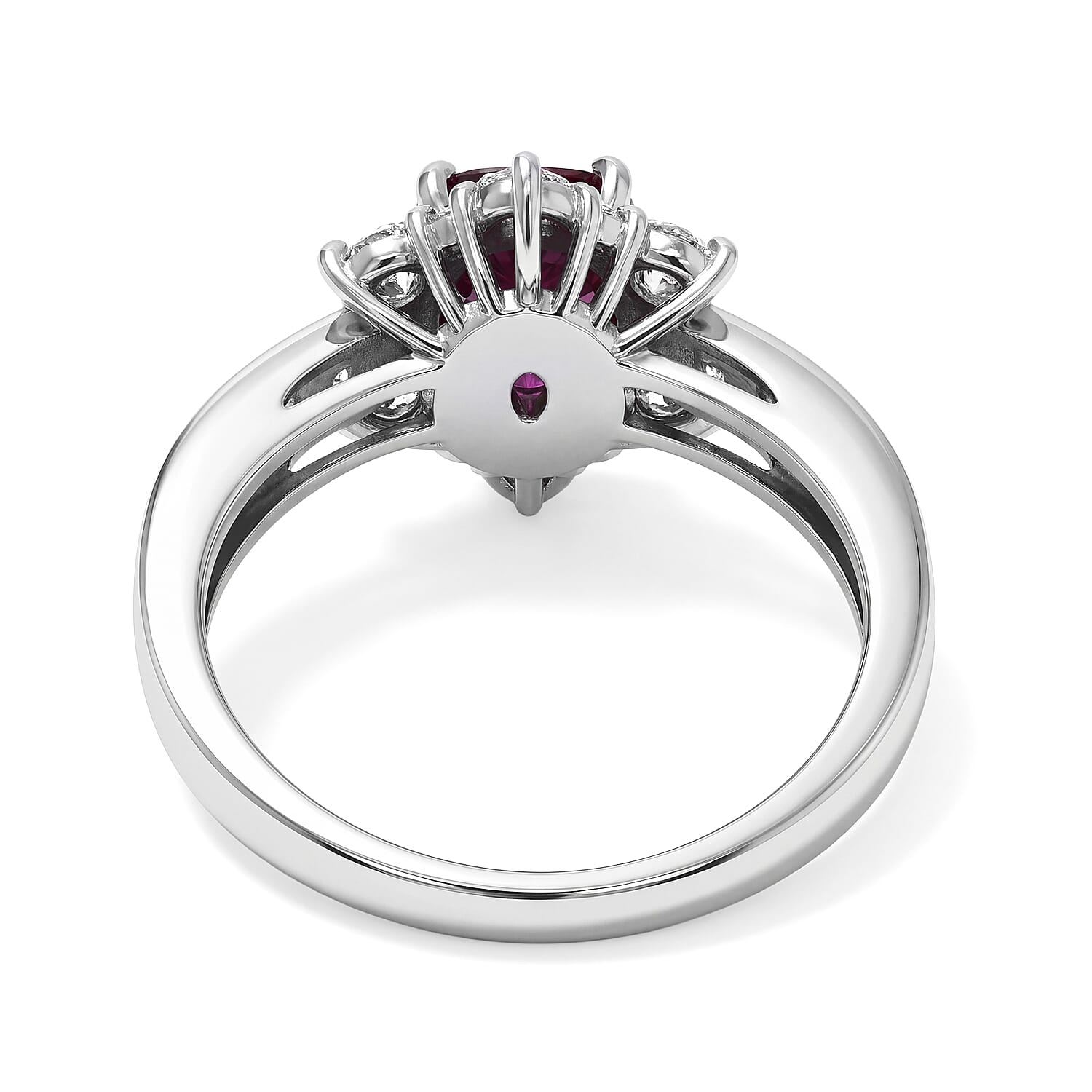 AAAA Ruby and White Diamond SI 2.70 ctw Ring in 900 Platinum (Size 6.0) 4.90 Grams