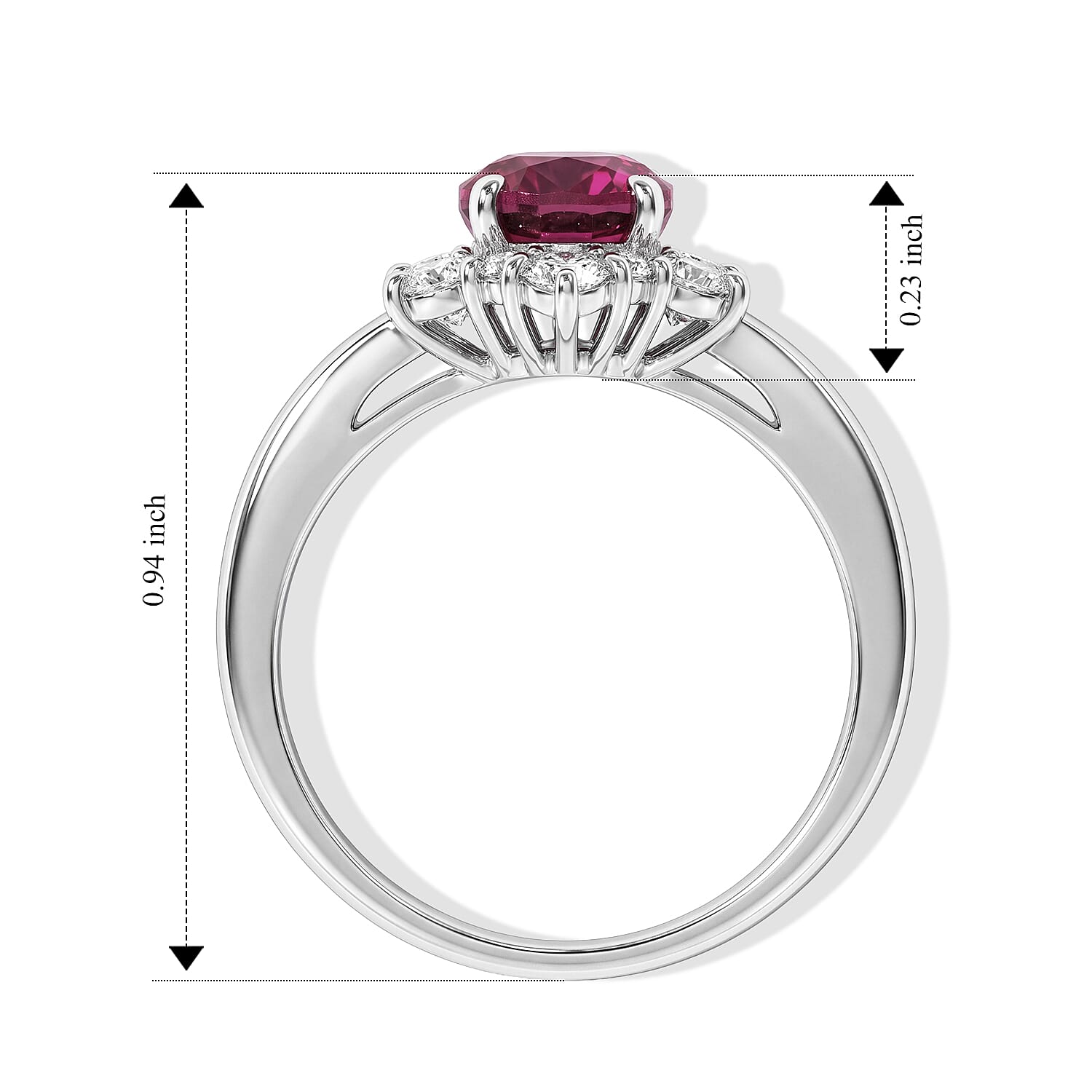 AAAA Ruby and White Diamond SI 2.70 ctw Ring in 900 Platinum (Size 6.0) 4.90 Grams