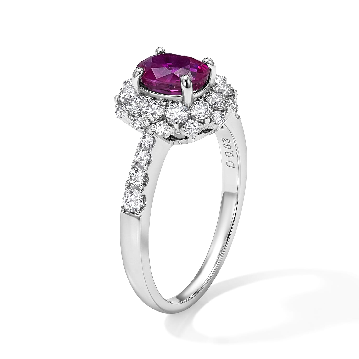 AAAA Ruby and White Diamond SI 1.70 ctw Ring in 900 Platinum (Size 6.0) 5.20 Grams