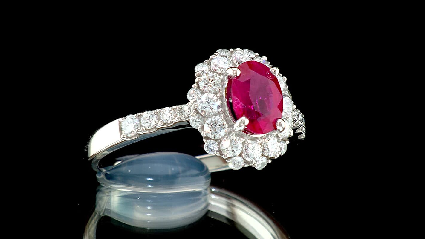 900 White Platinum AAAA Ruby, White Diamond (SI) Ring (Size 6.0) (5.20 g) 1.70 ctw