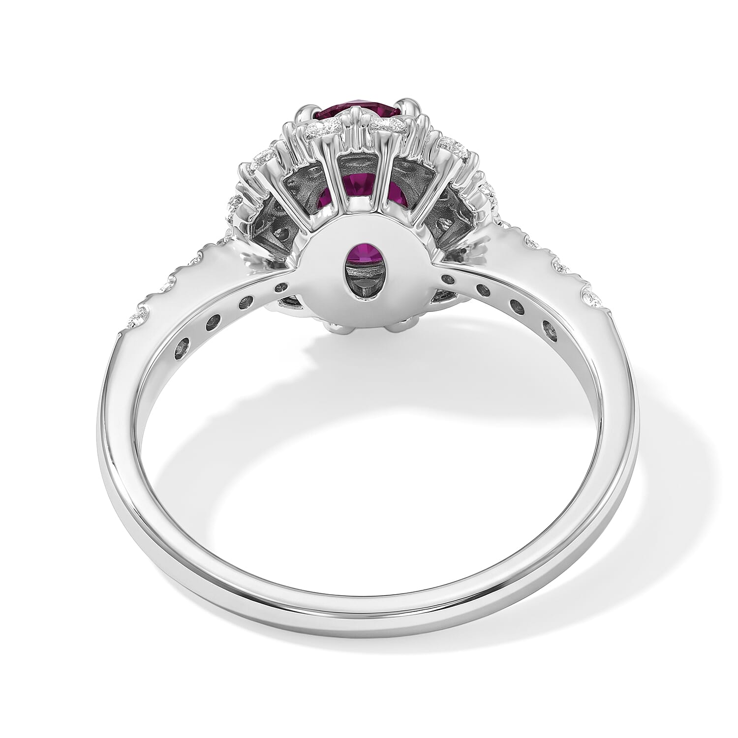 AAAA Ruby and White Diamond SI 1.70 ctw Ring in 900 Platinum (Size 6.0) 5.20 Grams