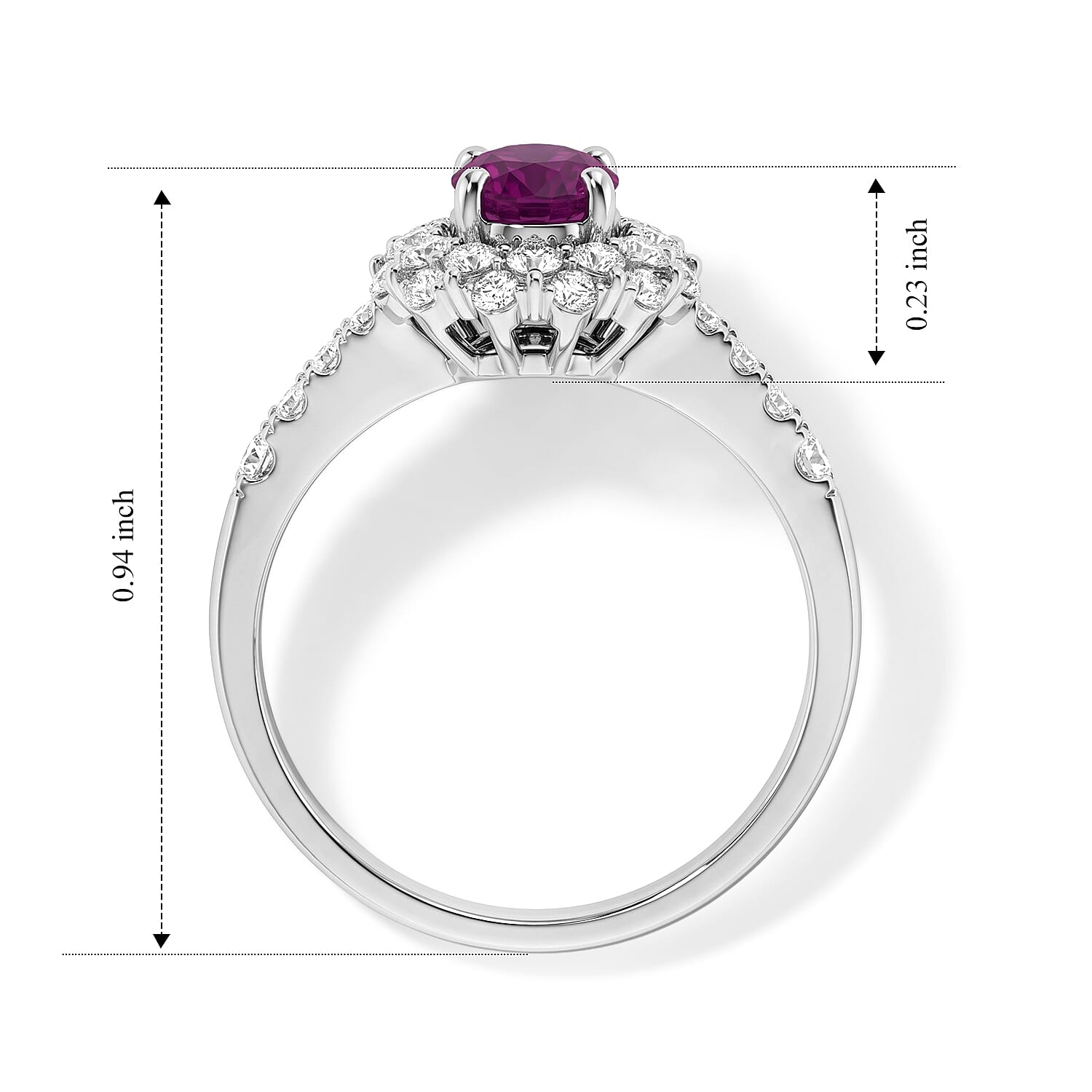 AAAA Ruby and White Diamond SI 1.70 ctw Ring in 900 Platinum (Size 6.0) 5.20 Grams
