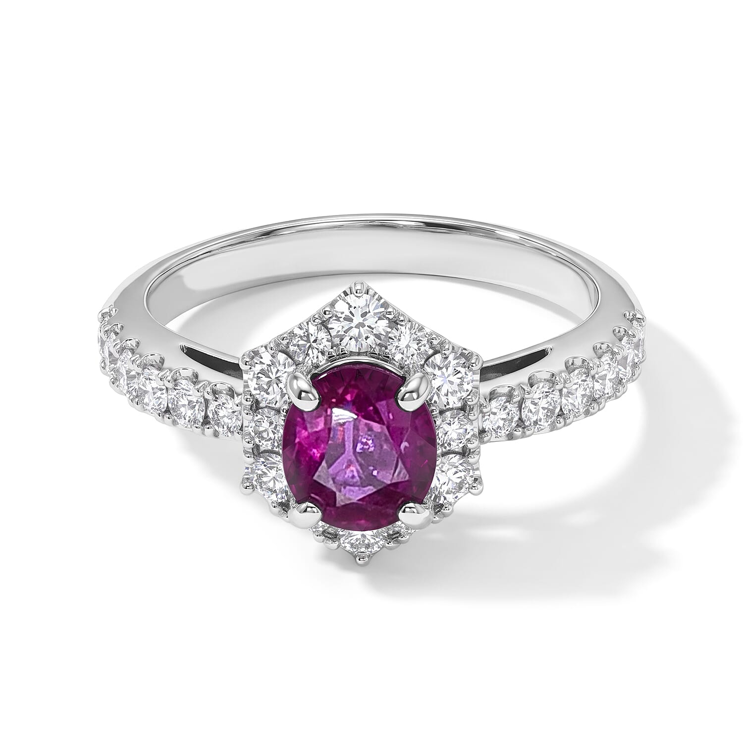 AAAA Ruby and White Diamond SI 1.70 ctw Ring in 900 Platinum (Size 6.0) 5.20 Grams