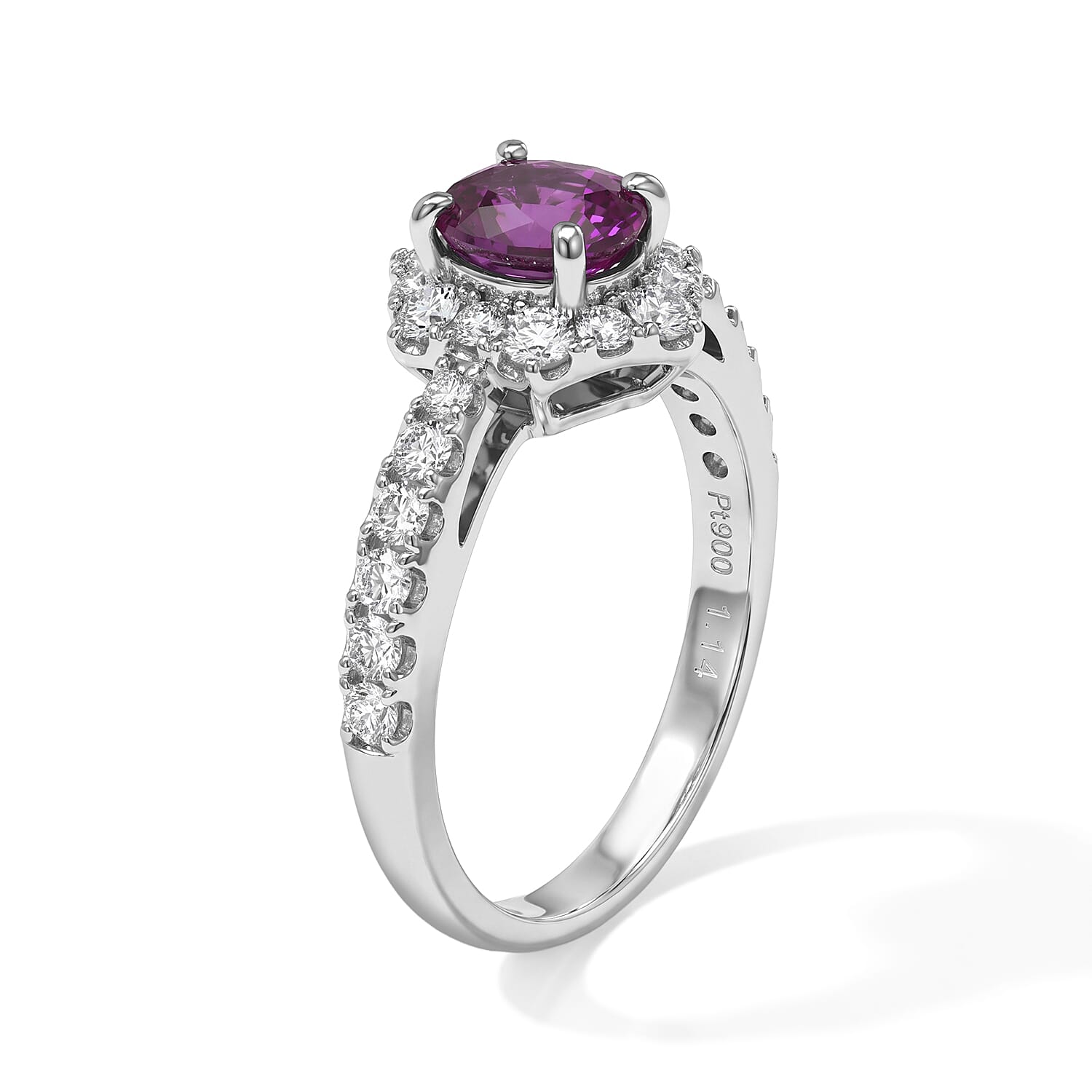 AAAA Ruby and White Diamond SI 1.70 ctw Ring in 900 Platinum (Size 6.0) 5.20 Grams
