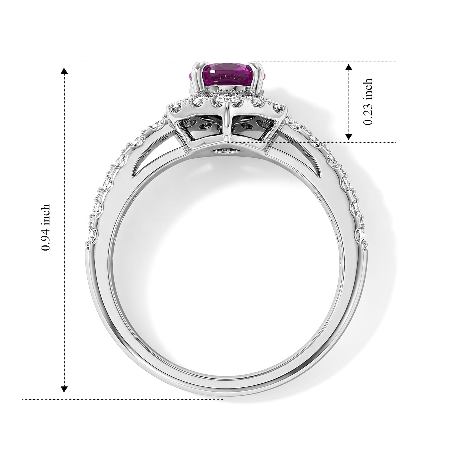 AAAA Ruby and White Diamond SI 1.70 ctw Ring in 900 Platinum (Size 6.0) 5.20 Grams