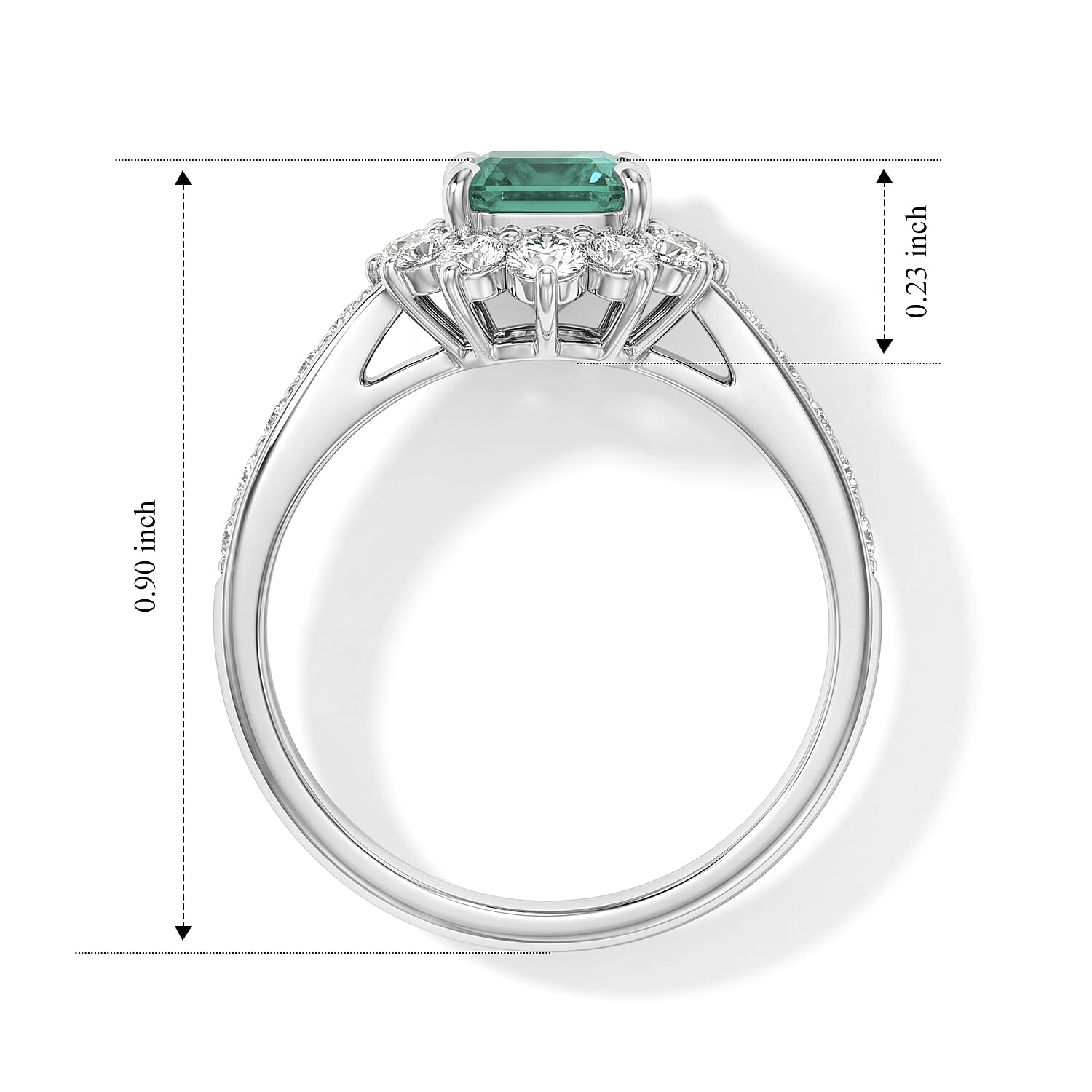 AAAA Colombian Emerald and White Diamond SI 1.70 ctw Ring in 900 Platinum (Size 6.5) 4.20 Grams