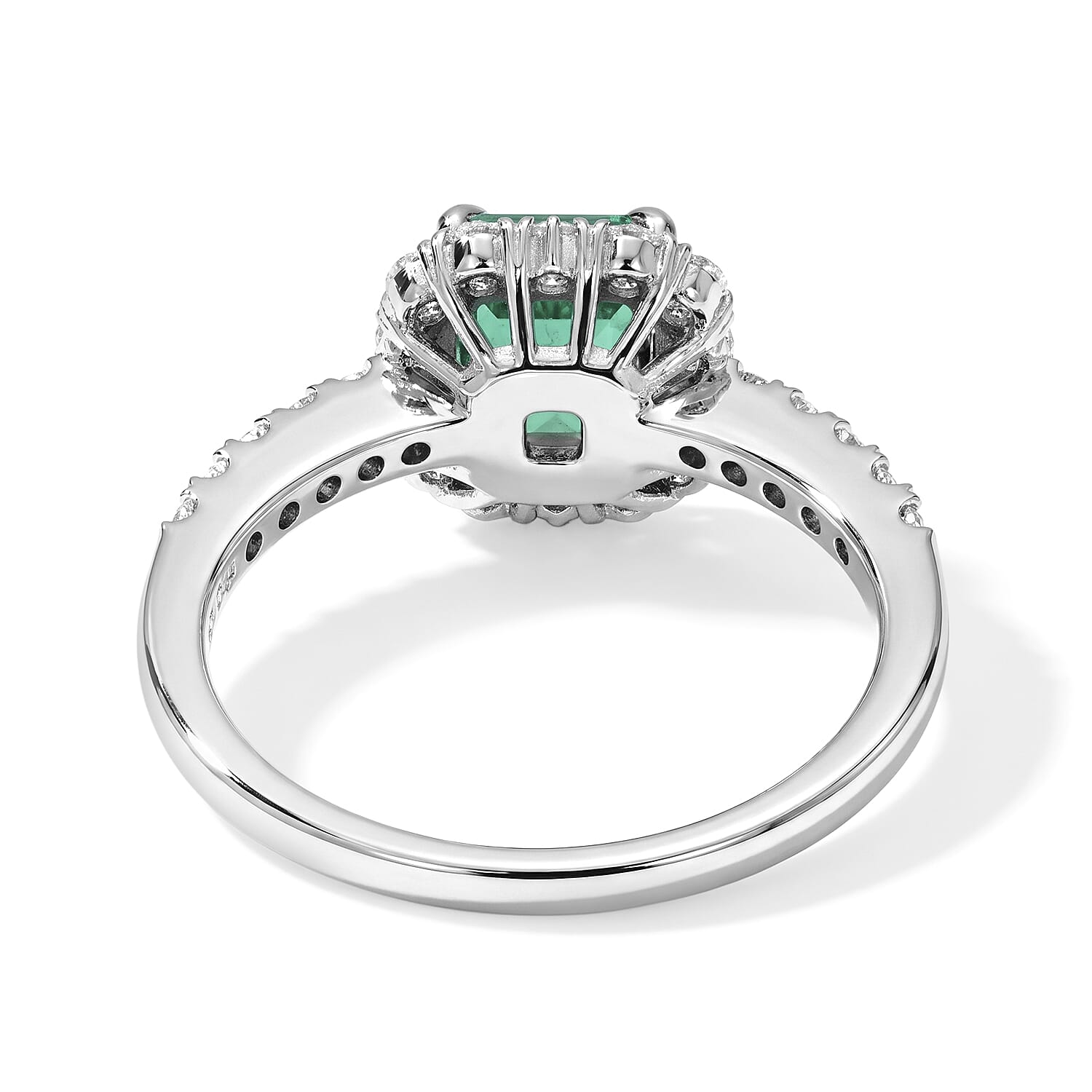 AAAA Colombian Emerald and White Diamond SI 1.55 ctw Ring in 900 Platinum (Size 6.5) 4.60 Grams