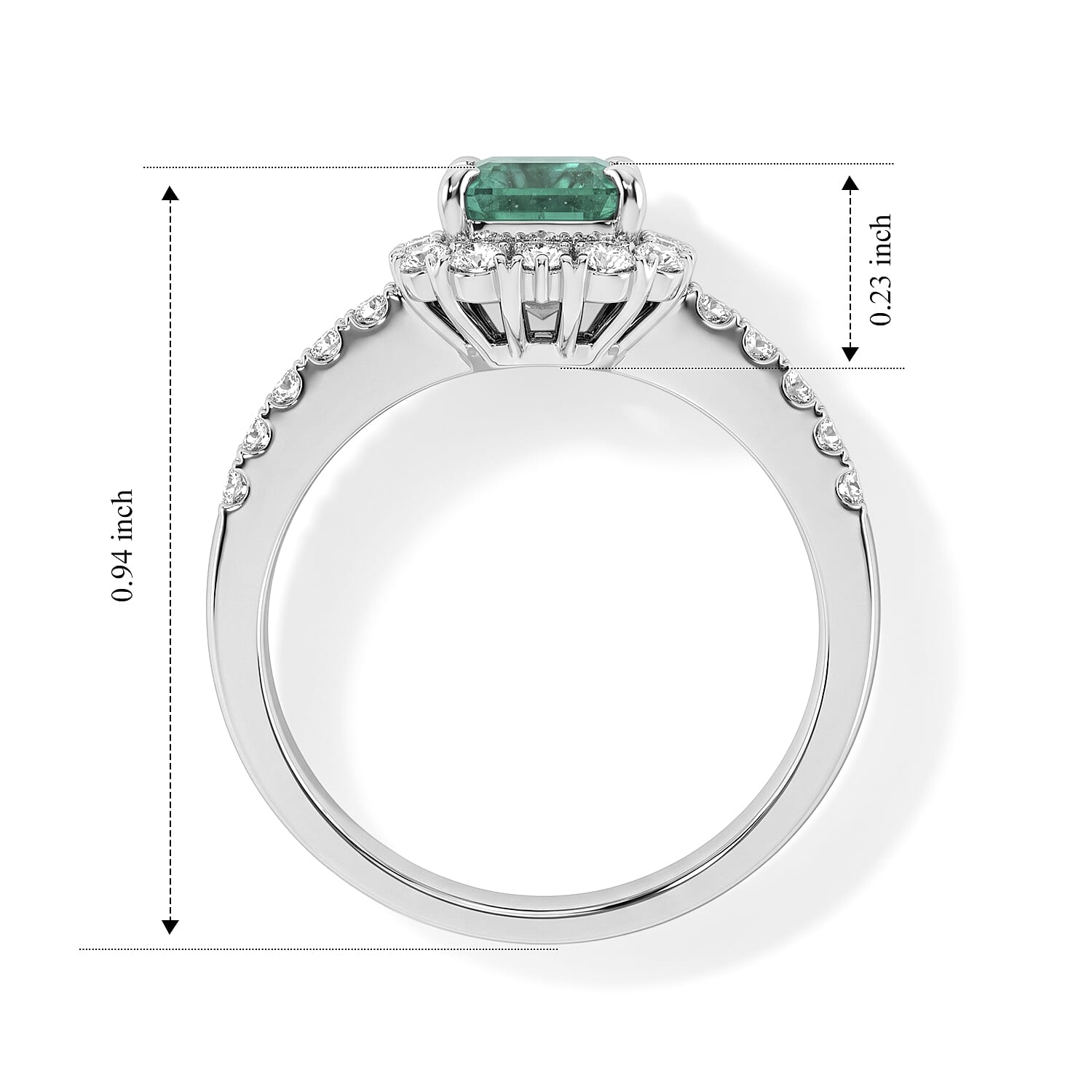 AAAA Colombian Emerald and White Diamond SI 1.55 ctw Ring in 900 Platinum (Size 6.5) 4.60 Grams