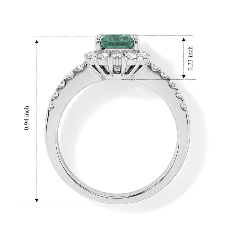 AAAA Colombian Emerald and White Diamond SI 1.55 ctw Ring in 900 Platinum (Size 6.5) 4.60 Grams