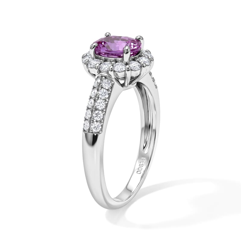 AAAA Pink Sapphire and White Diamond SI 1.70 ctw Ring in 900 Platinum (Size 6.5) 5.50 Grams