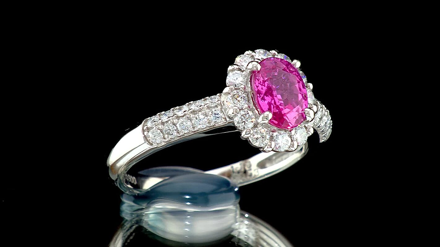 900 White Platinum AAAA Madagascar Pink Sapphire, White Diamond (SI) Ring (Size 6.5) (5.50 g) 1.70 ctw