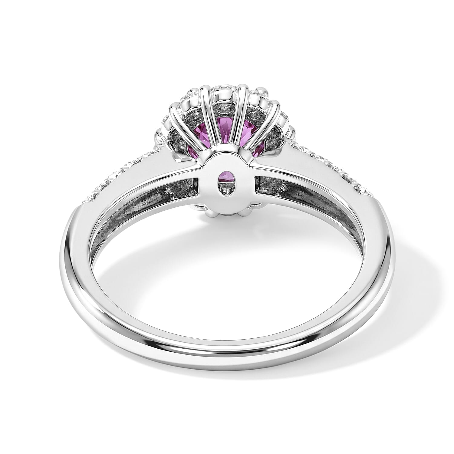 AAAA Pink Sapphire and White Diamond SI 1.70 ctw Ring in 900 Platinum (Size 6.5) 5.50 Grams