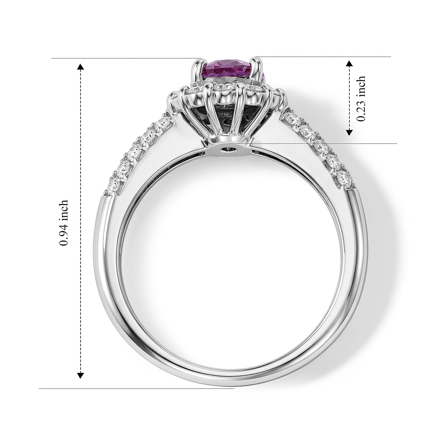 AAAA Pink Sapphire and White Diamond SI 1.70 ctw Ring in 900 Platinum (Size 6.5) 5.50 Grams