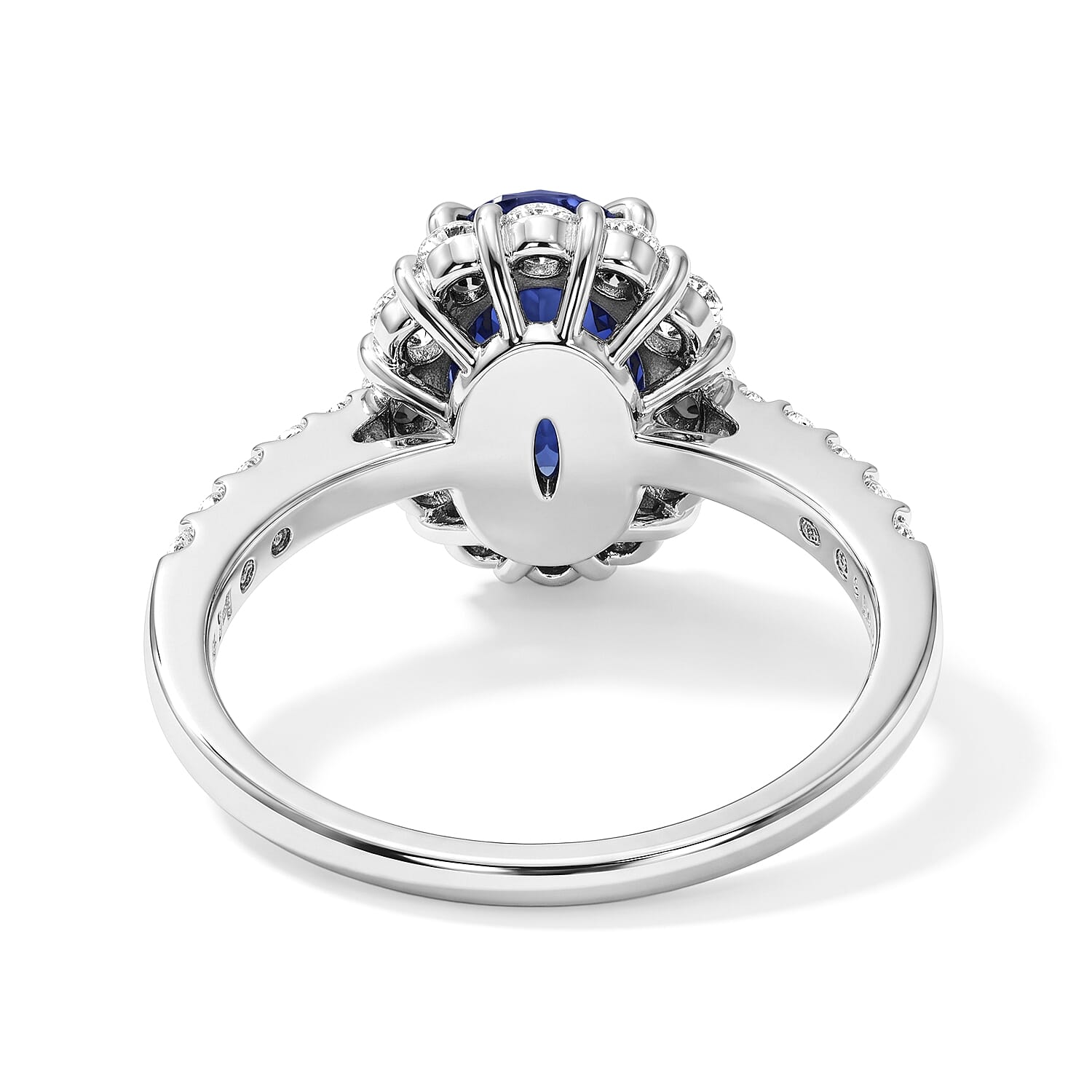 AAAA Blue Sapphire and White Diamond SI 3.20 ctw Ring in 900 Platinum (Size 6.5) 5.10 Grams