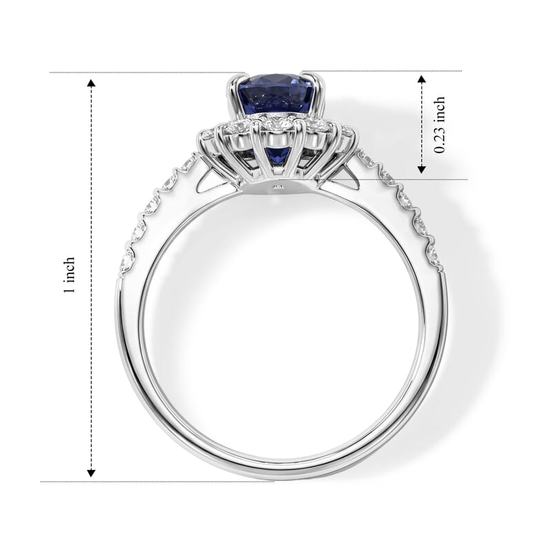 AAAA Blue Sapphire and White Diamond SI 3.20 ctw Ring in 900 Platinum (Size 6.5) 5.10 Grams
