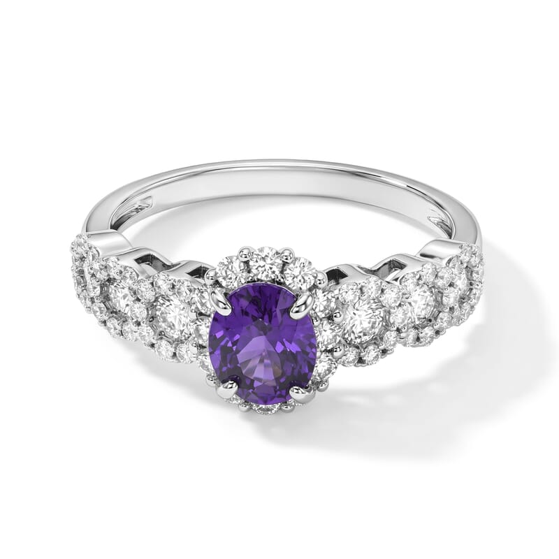 AAAA Purple Sapphire and White Diamond SI 1.75 ctw Ring in 900 Platinum (Size 6.5)