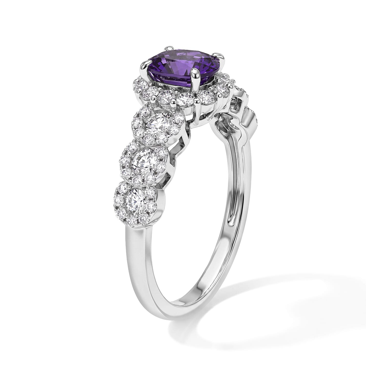 AAAA Purple Sapphire and White Diamond SI 1.75 ctw Ring in 900 Platinum (Size 6.5)