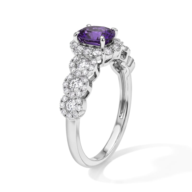AAAA Purple Sapphire and White Diamond SI 1.75 ctw Ring in 900 Platinum (Size 6.5)