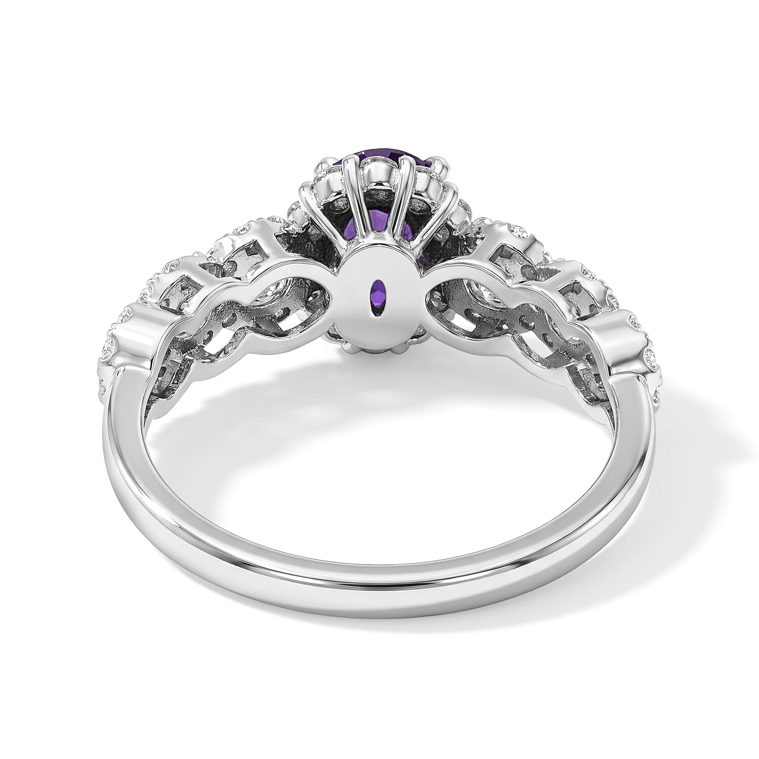 AAAA Purple Sapphire and White Diamond SI 1.75 ctw Ring in 900 Platinum (Size 6.5)