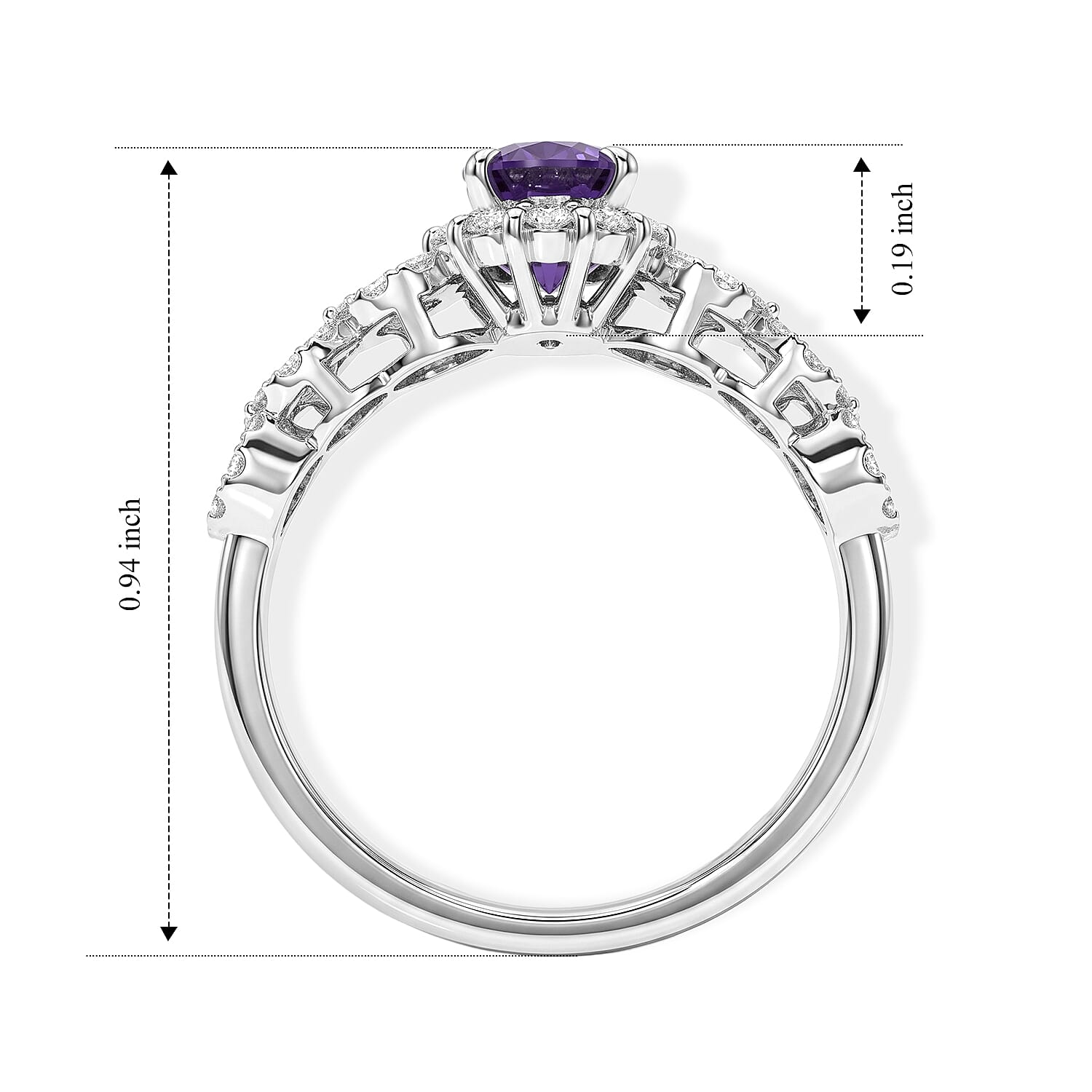 AAAA Purple Sapphire and White Diamond SI 1.75 ctw Ring in 900 Platinum (Size 6.5)