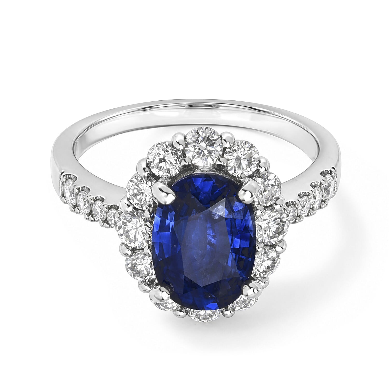 AAAA Cylone Blue Sapphire and White Diamond SI 3.30 ctw Ring in 900 Platinum (Size 6.5) 6.30 Grams