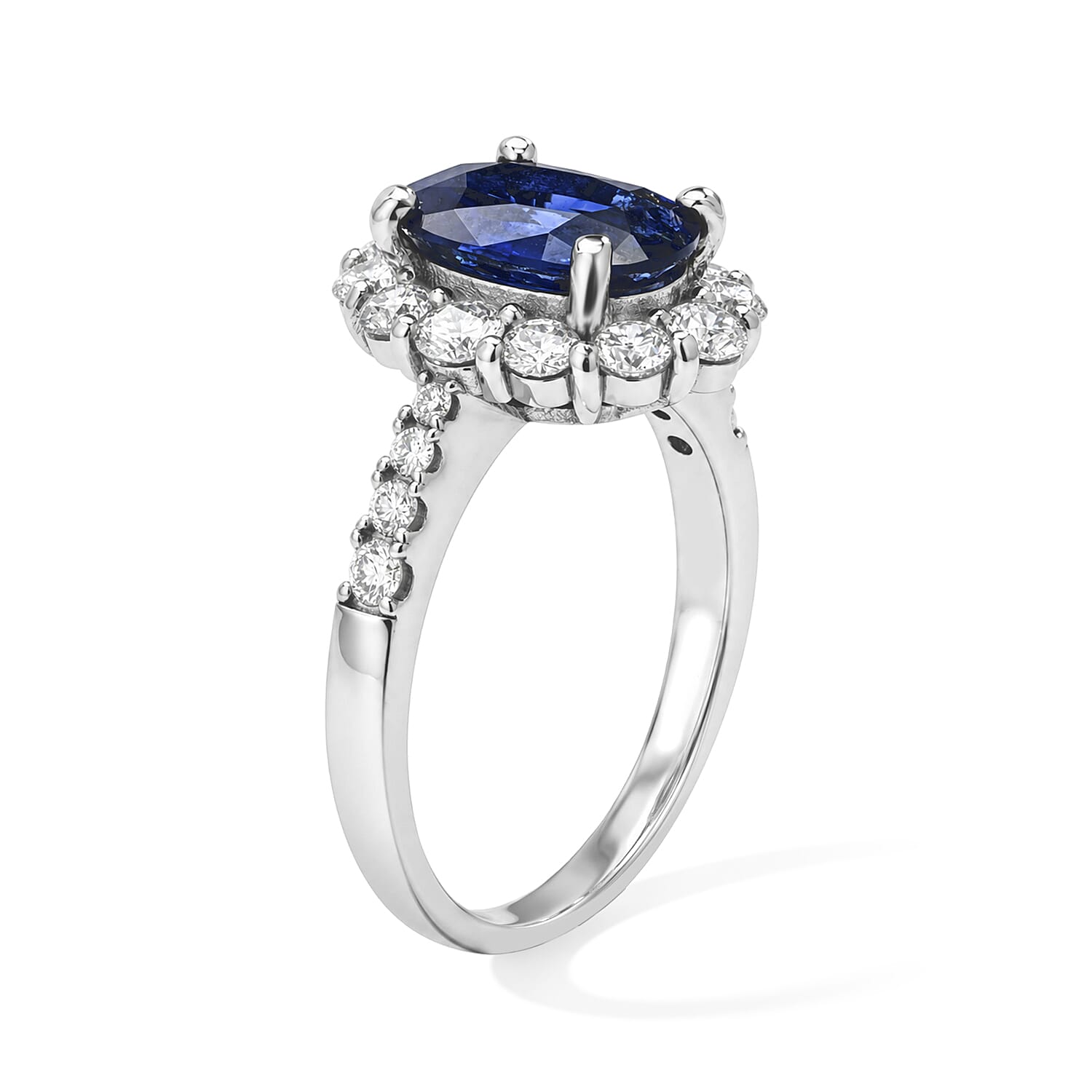 AAAA Cylone Blue Sapphire and White Diamond SI 3.30 ctw Ring in 900 Platinum (Size 6.5) 6.30 Grams