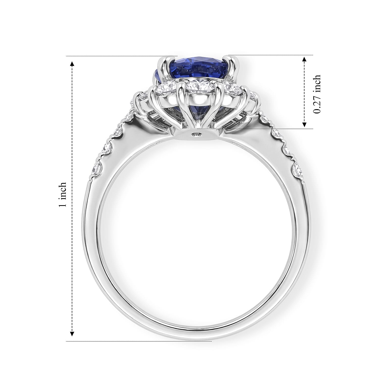 AAAA Cylone Blue Sapphire and White Diamond SI 3.30 ctw Ring in 900 Platinum (Size 6.5) 6.30 Grams