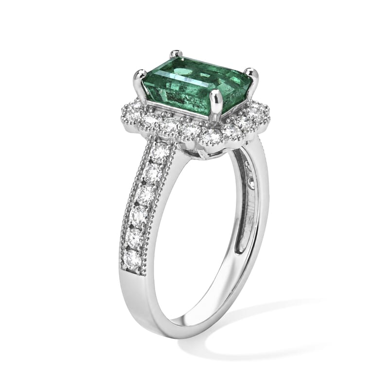AAAA Colombian Emerald and White Diamond SI 2.85 ctw Ring in 900 Platinum (Size 6.5) 6.40 Grams