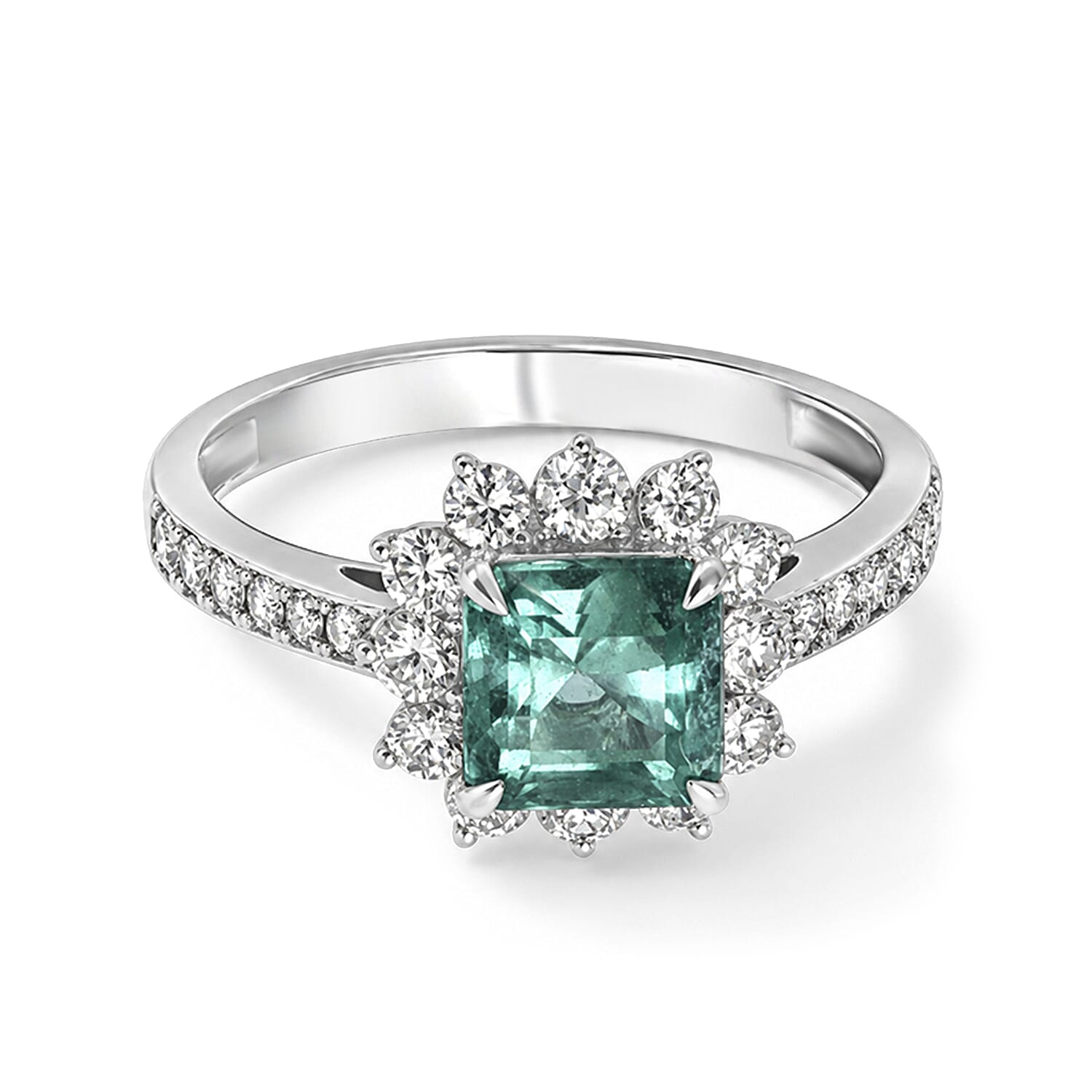 AAAA Colombian Emerald and White Diamond SI 2.00 ctw Ring in 900 Platinum (Size 6.5)