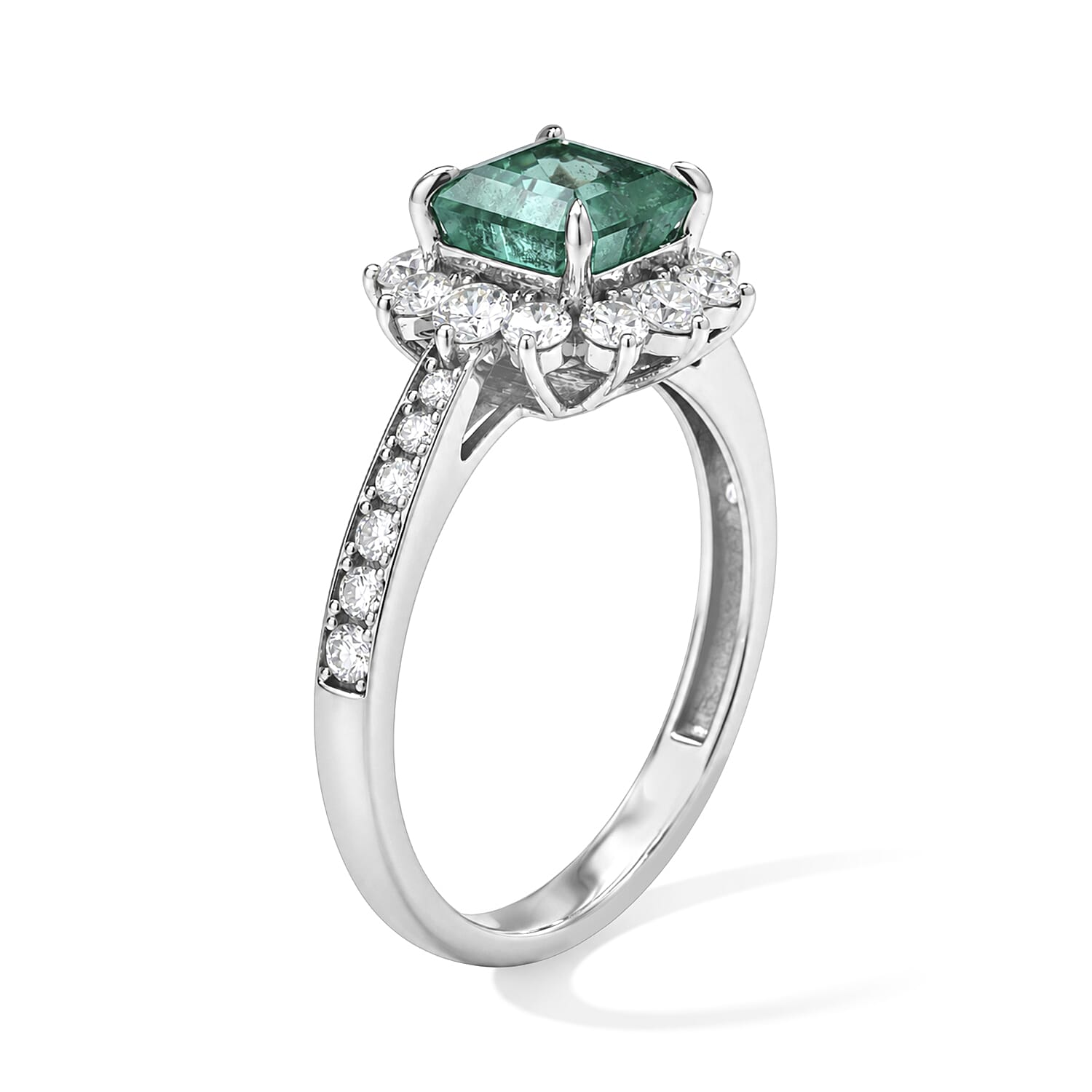 AAAA Colombian Emerald and White Diamond SI 2.00 ctw Ring in 900 Platinum (Size 6.5)