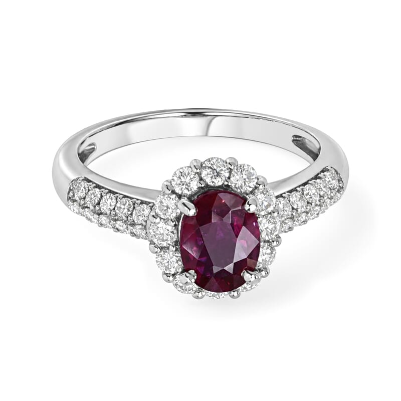 AAAA Ruby and White Diamond SI 1.75 ctw Ring in 900 Platinum (Size 6.5) 5.00 Grams