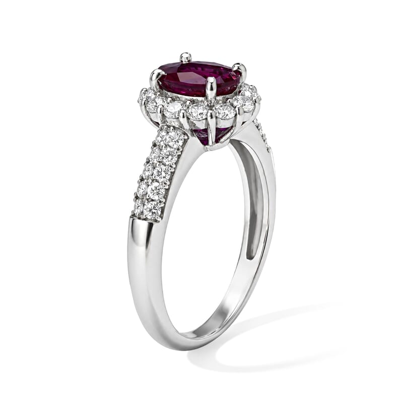 AAAA Ruby and White Diamond SI 1.75 ctw Ring in 900 Platinum (Size 6.5) 5.00 Grams