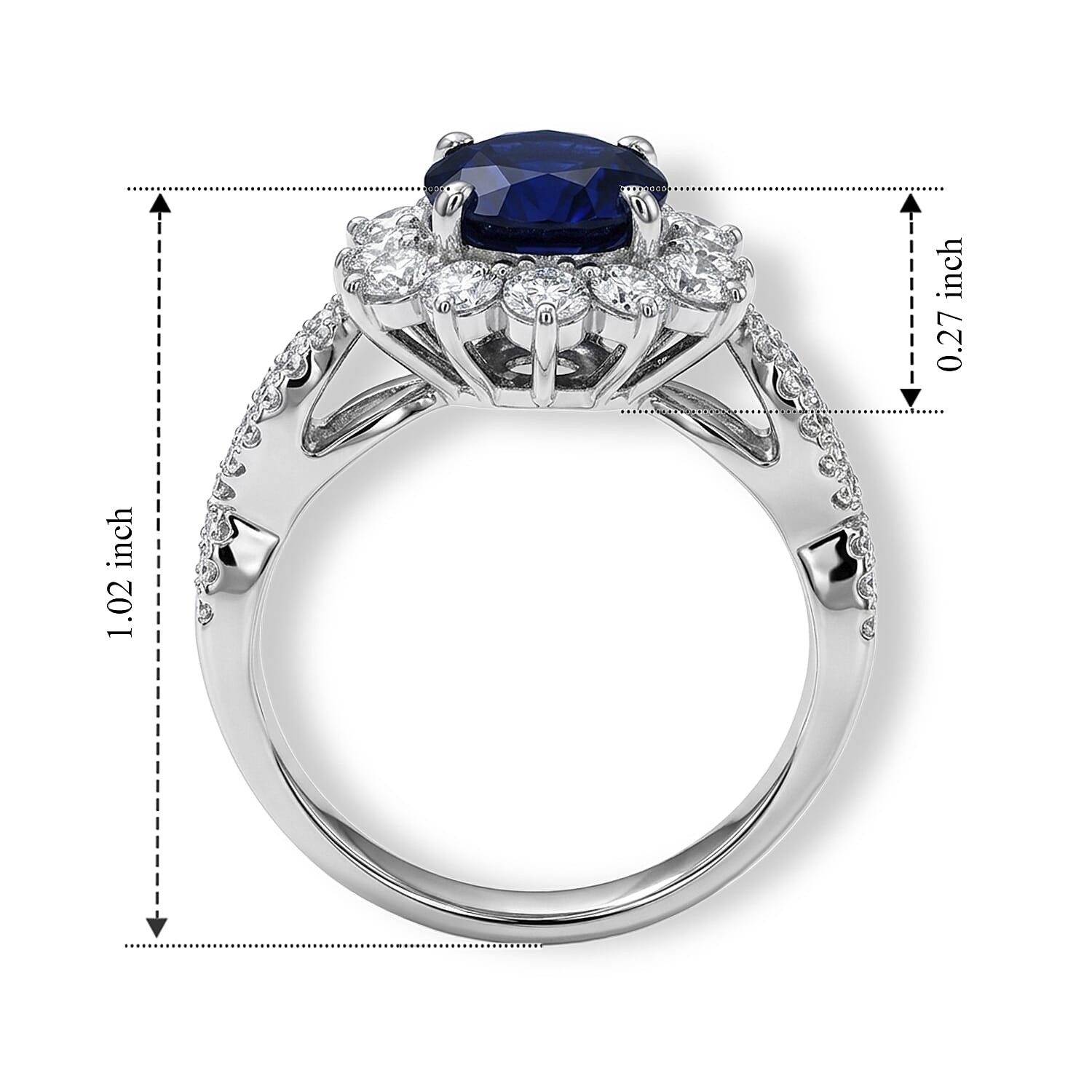 AAAA Cylone Blue Sapphire and White Diamond SI 4.00 ctw Ring in 900 Platinum (Size 6.5) 5.50 Grams